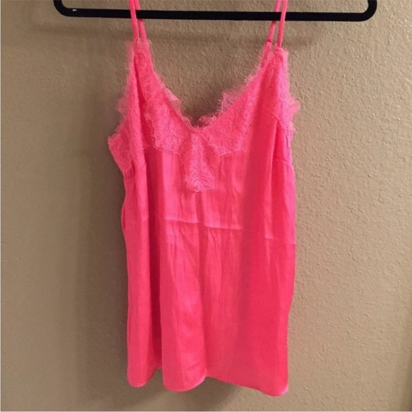 H&M Pink Satin Lace Trim Camisole Spaghetti Strap Tank Blouse -New -Size 2 -XS - Picture 2 of 7